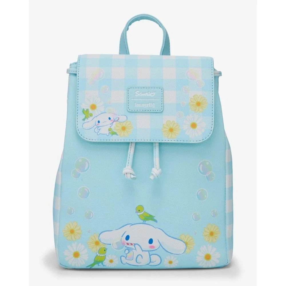 NEW! Loungefly Sanrio Cinnamoroll Floral Gingham Slouch‎ Backpack
